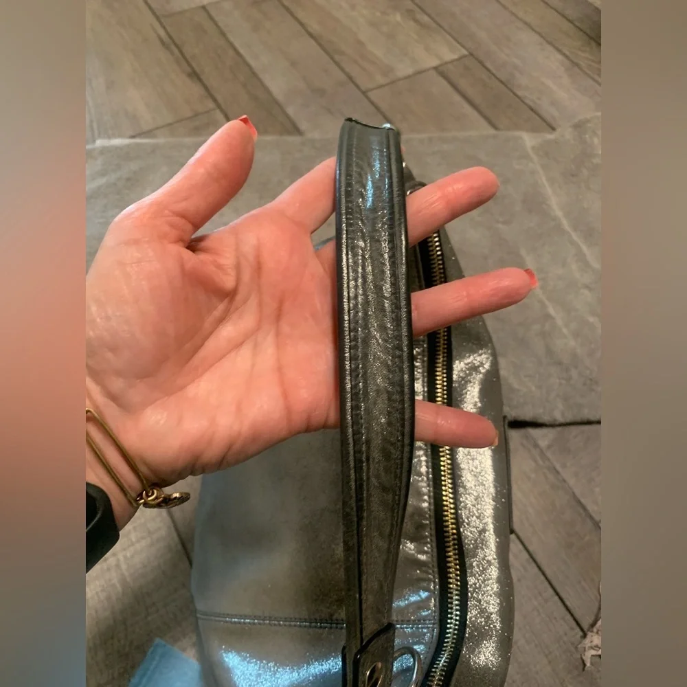 Coach Metallic Silver Poppy Hobo Bag